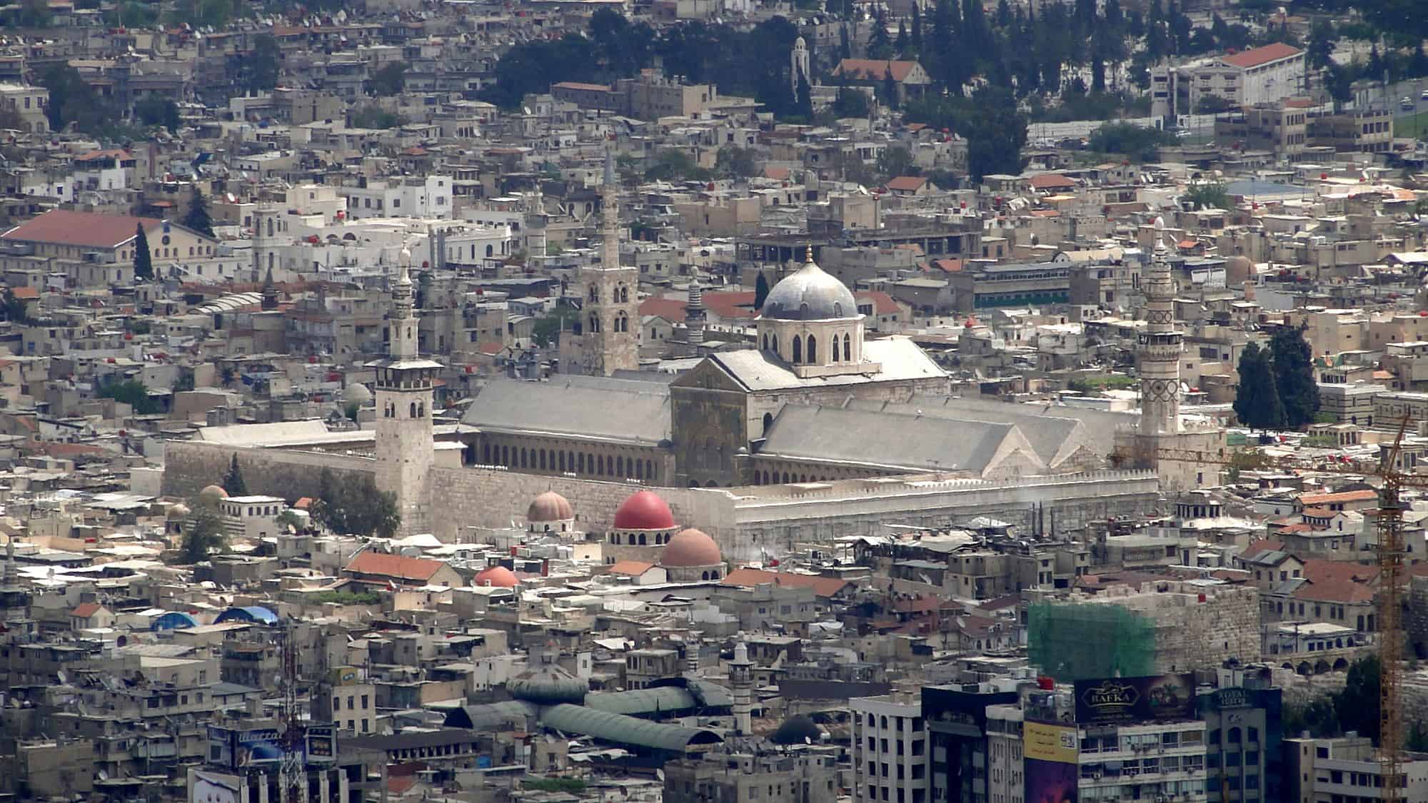The Umayyad Mosque in Damascus. Photo by Bernard Gagnon via Wikimedia Commons.