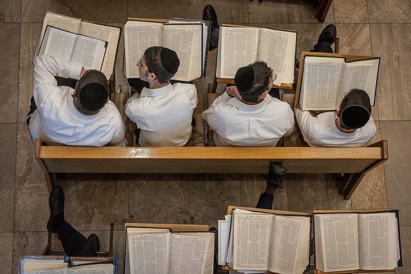 Yeshivah students study at the Kamenitz Yeshiva in Jerusalem on July 25, 2023. Photo by Chaim Goldberg/Flash90.