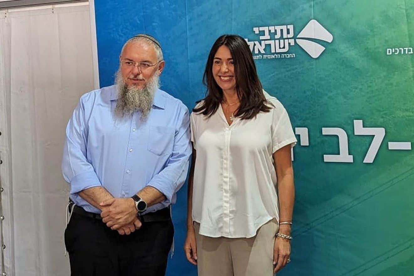 Israeli Minister of Transport, National Infrastructure and Road Safety Miri Regev and Yesha Council chairman Shlomo Ne'eman, July 10, 2023.