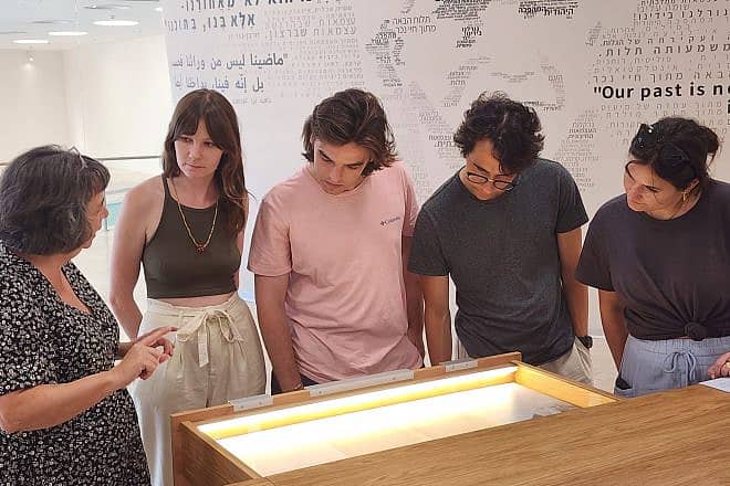 Golda Meir’s great-granddaughter Remy Meir (second from left) and fellow Brown University students visit the Ben-Gurion Archive on Aug. 3, 2023. Credit: Americans for Ben-Gurion University.