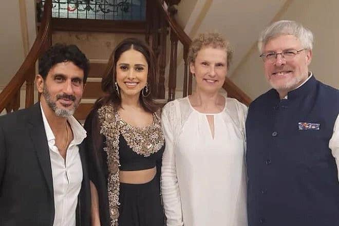 From left, Israeli actor Tsahi Halevi, Indian actress Nushrratt Bharuccha, Orly Gilon and her husband, Israeli Ambassador to India Naor Gilon. Source: Naor Gilon/Twitter.