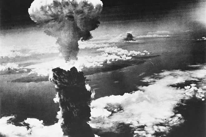 A mushroom cloud, the result of the atom bomb the United States exploded over Nagasaki, Japan, on Aug. 9, 1945, to prompt the end of World War II. Credit: Everett Collection/Shutterstock.
