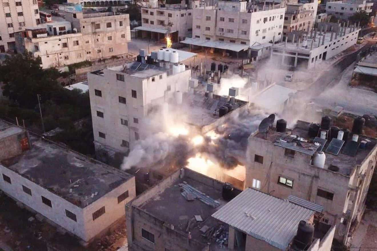 The IDF demolished the Nablus home of the terrorist who killed the Yaniv brothers in Huwara on Feb. 26. Credit: IDF.