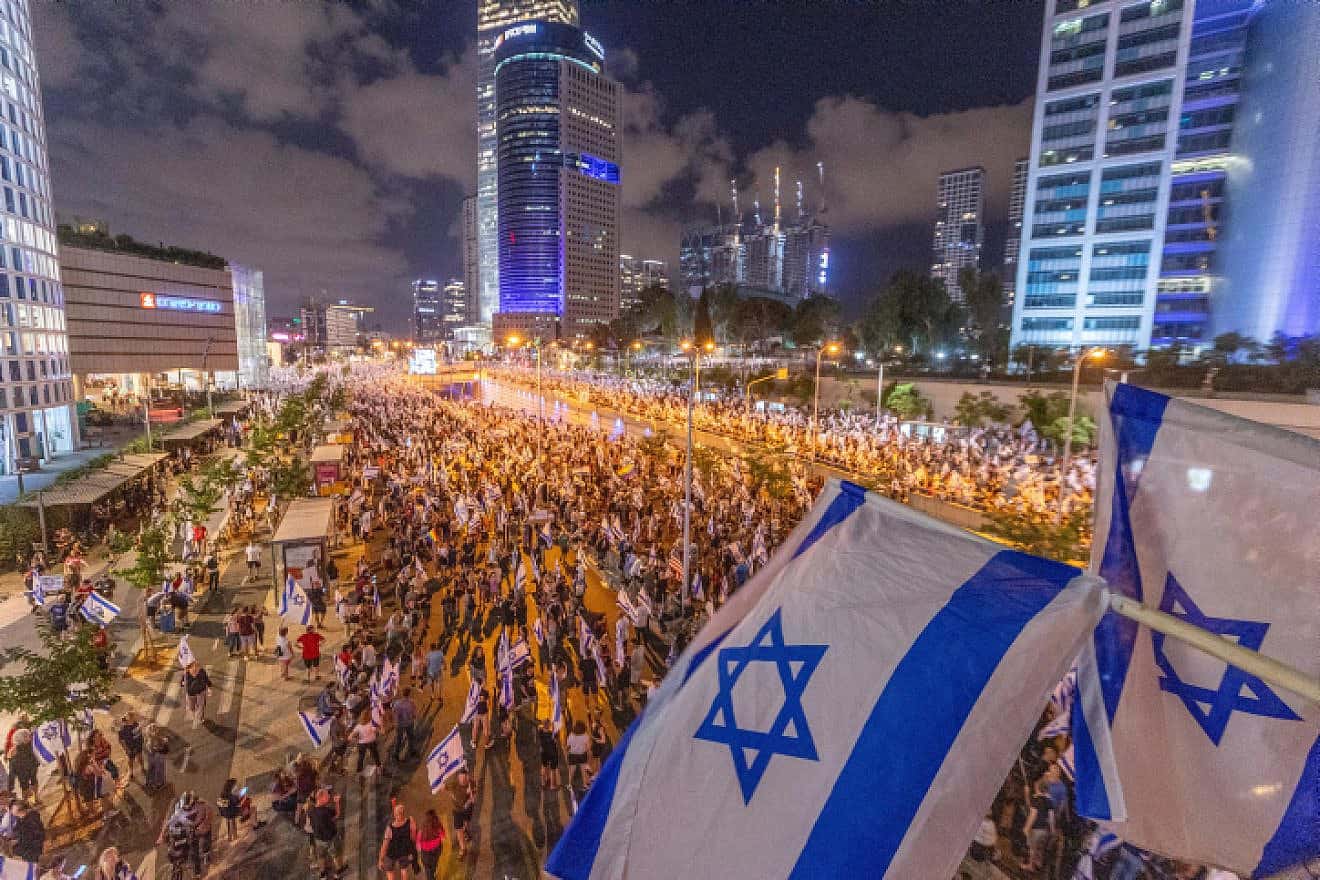 A protest against the government's judicial overhaul, in Tel Aviv, on July 29, 2023. Photo by Yossi Aloni/Flash90.