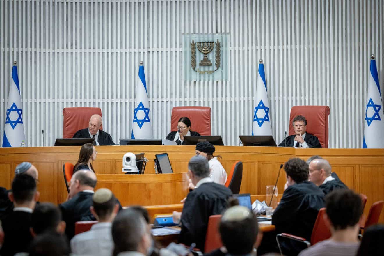 The Supreme Court weighs in on a Basic Law shielding Israel's prime minister from removal, Aug. 3, 2023. Photo by Yonatan Sindel/Flash90.