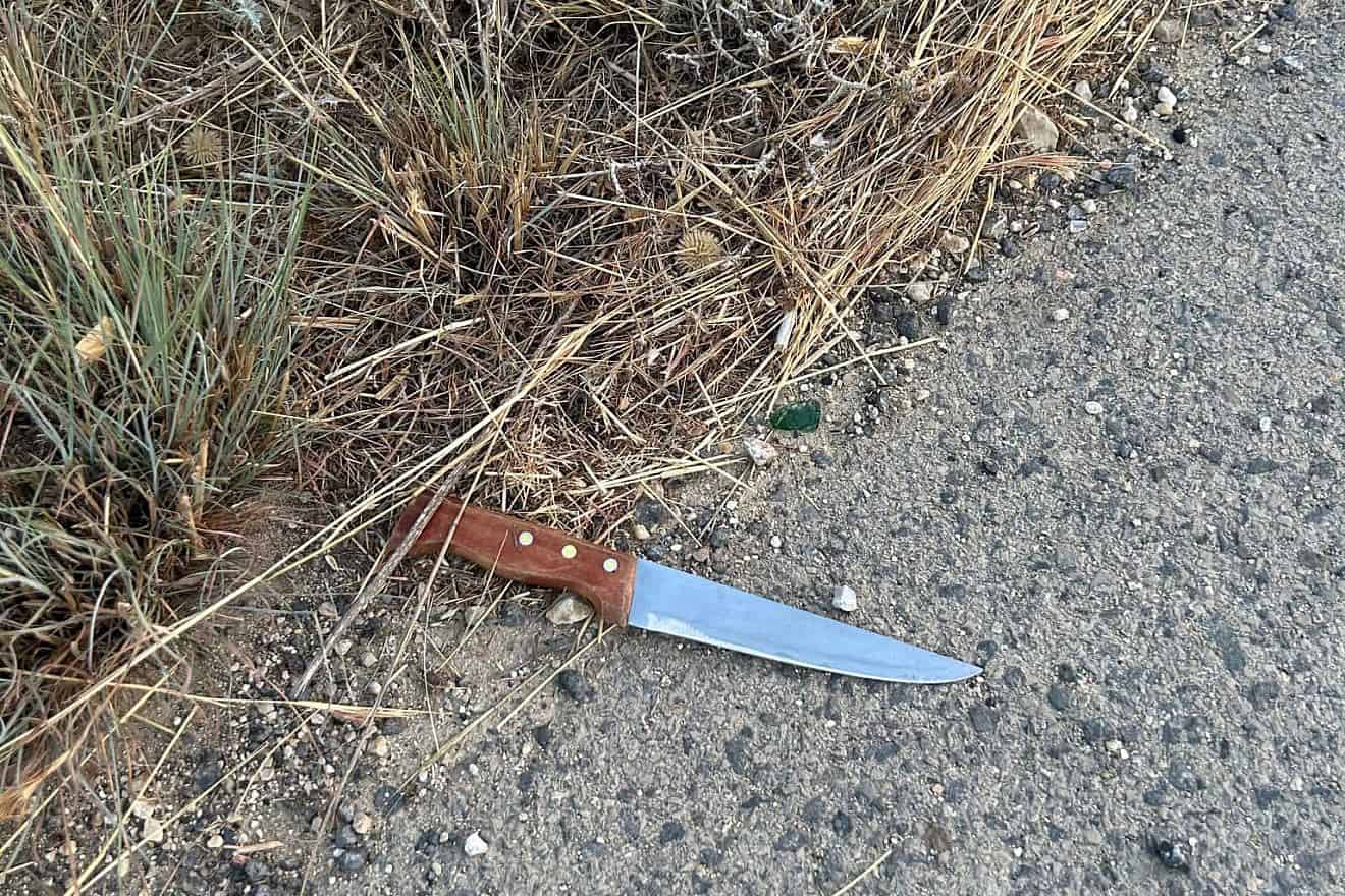 An attempted stabbing was thwarted at the Eshtemoa Junction bus stop in the South Hebron Hills region of Judea, Aug. 1, 2023. Credit: IDF.