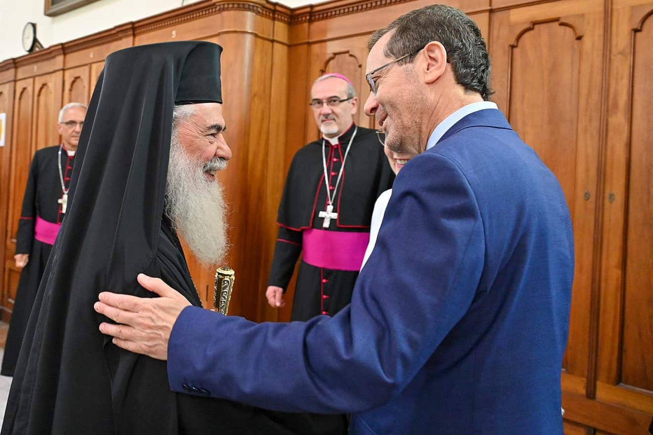 President Isaac Herzog visits the Stella Maris Monastery in Haifa, Aug. 9, 2023. Photo by Kobi Gideon/GPO.
