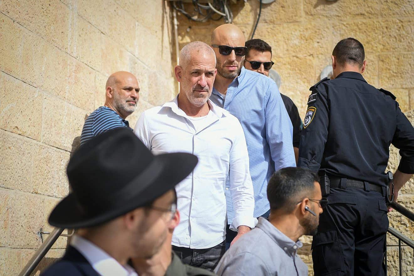 Shin Bet Director Ronen Bar is seen at the Western Wall in Jerusalem during the semiannual priestly blessing ceremony for Passover, April 9, 2023. Photo by Arie Leib Abrams/Flash90.