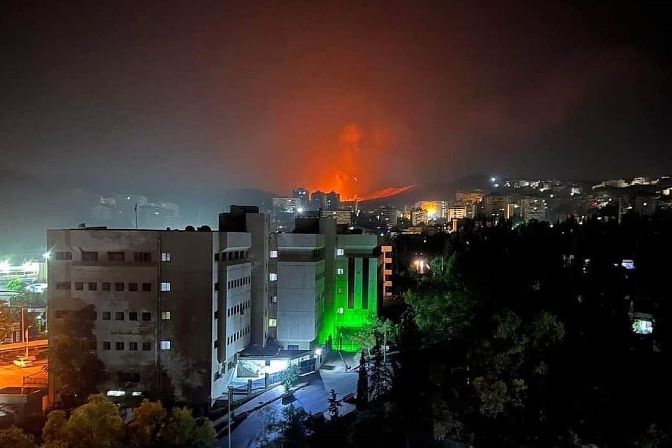 "Violent explosions" in Damascus destroy an arms depot belonging to Iranian-backed groups, Aug. 13, 2023. Credit: Syrian Observatory for Human Rights.