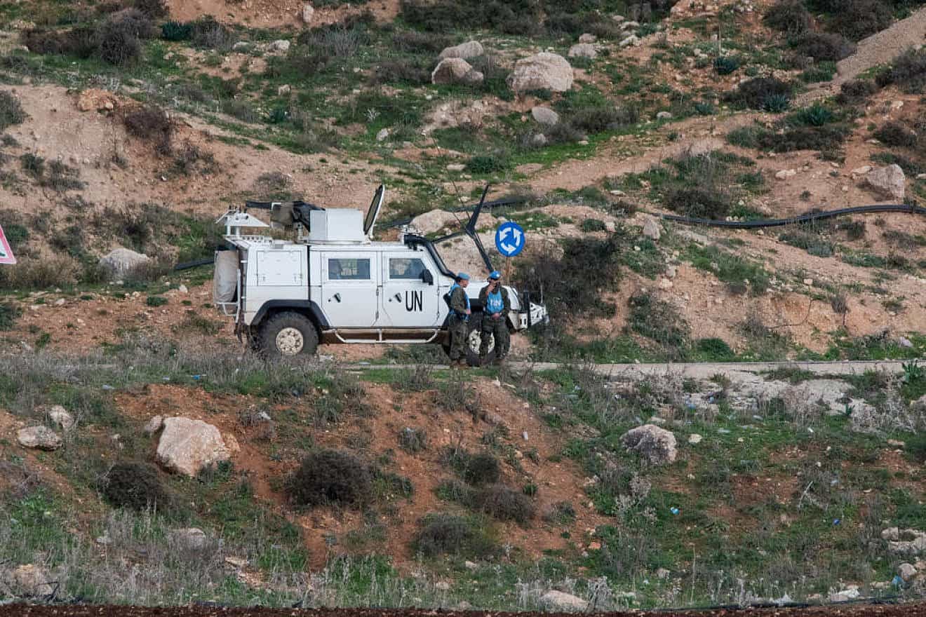 UNIFIL soldiers in Lebanon watch IDF soldiers destroy Hezbollah attack tunnels crossing into Israeli territory near Metula, Dec. 5, 2018. Photo by Kobi Richter/TPS.