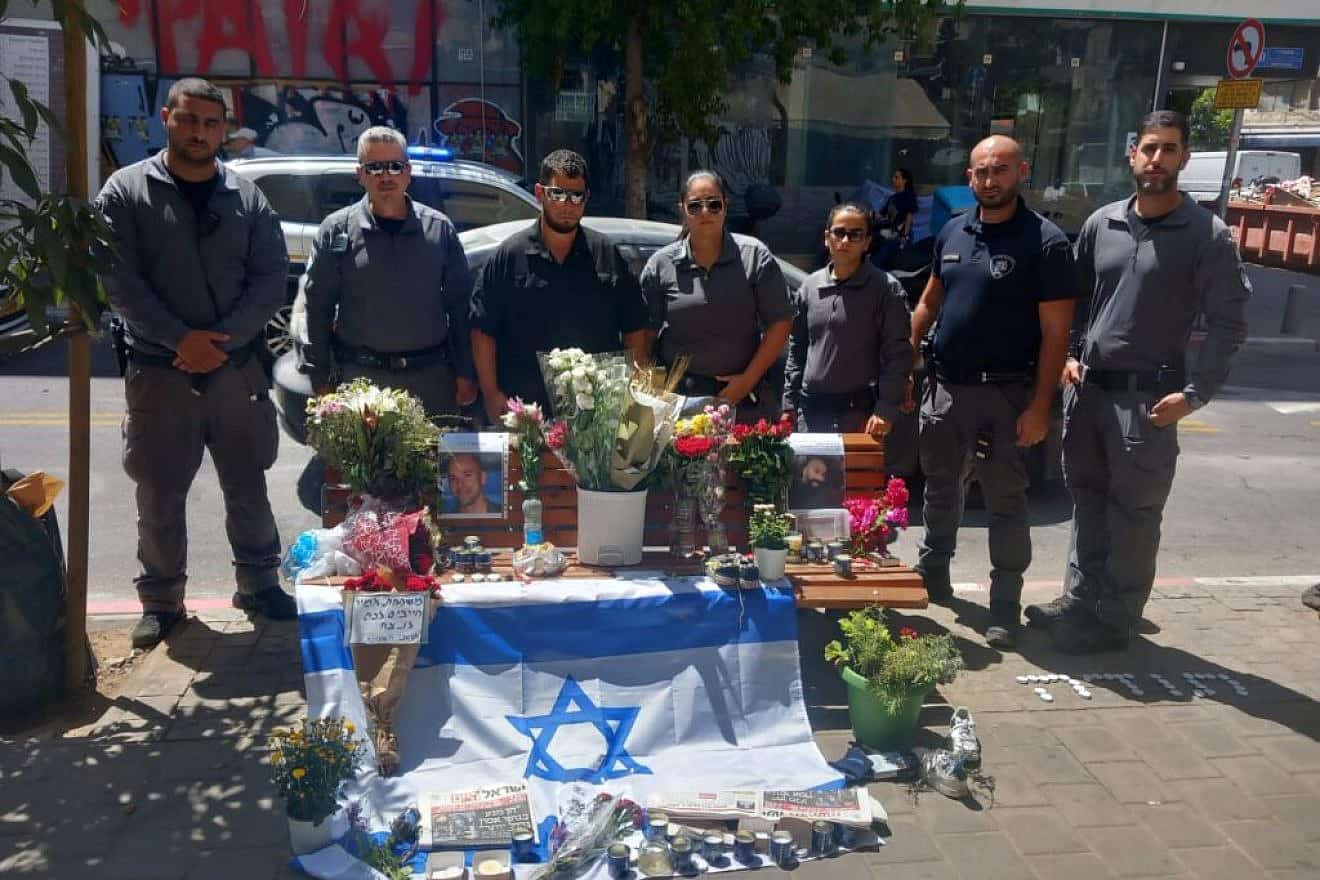 Mourners gather at the site of the terrorist attack, Aug. 6, 2023. Credit: Tel Aviv Municipality.