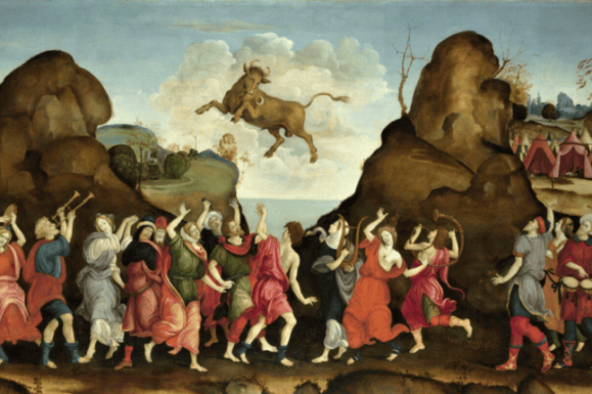 “The Worship of the Golden Calf,” 15th-century painting by Filippino Lippi. Credit: The National Gallery in the United Kingdom via Wikimedia Commons.