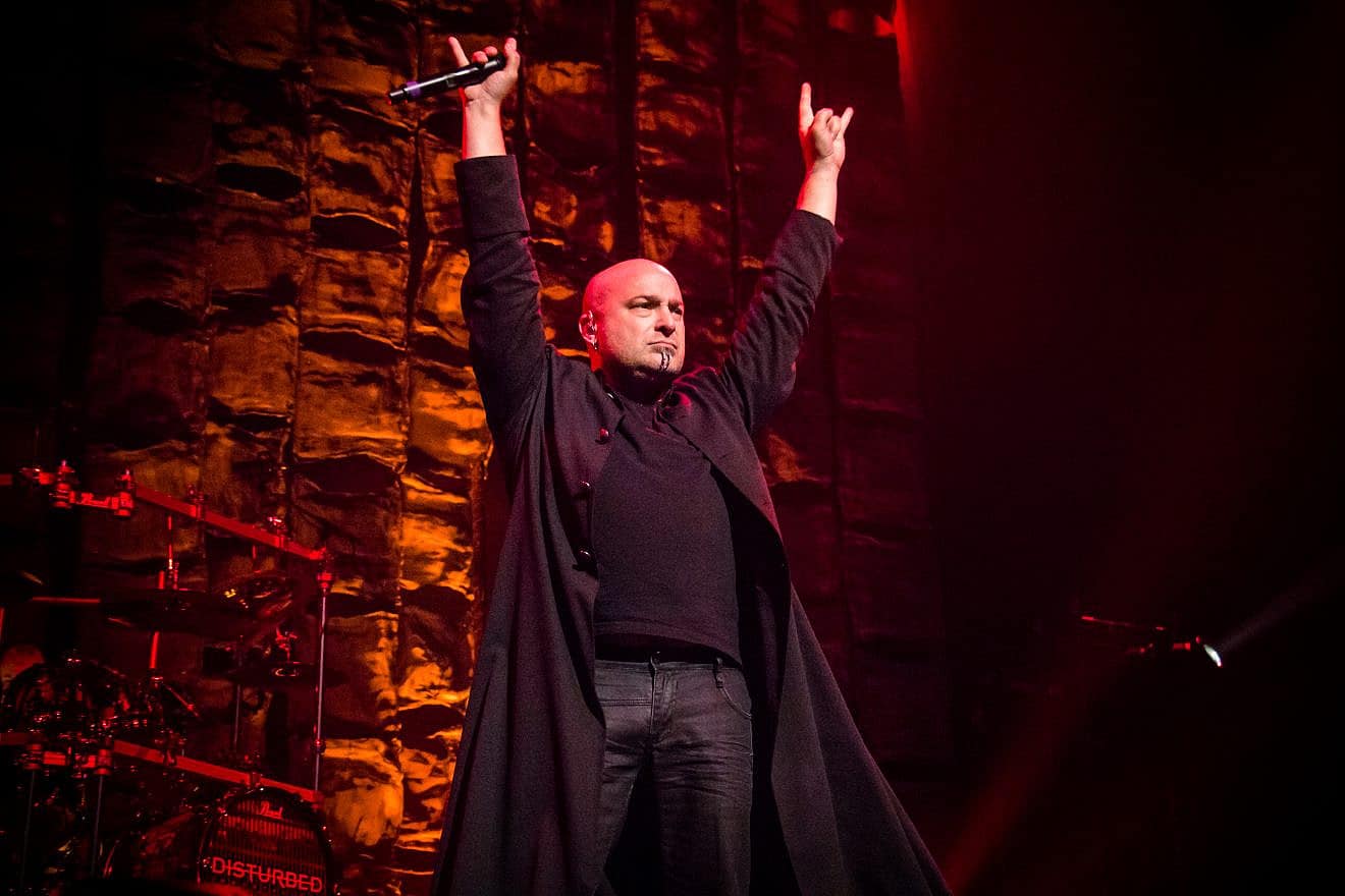 David Draiman, of the band Disturbed, performs live in Manchester, U.K., on Jan. 16, 2017. Credit: Chris James Ryan Photography/Shutterstock.