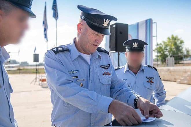 Israel Air Force commander Maj. Gen. Tomer Bar attends the "Spark" UAV inauguration ceremony at Hatzor Air Base, Sept. 10, 2023. Credit: IDF.