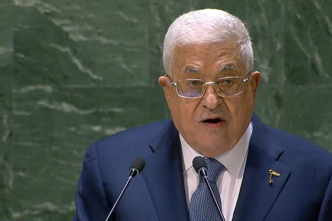 Palestinian Authority leader Mahmoud Abbas speaks at the United Nations General Assembly on Sept. 21, 2023. Credit: UNGA/screenshot.