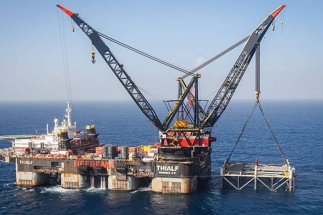 View of the Israeli Leviathan natural gas field's gas processing rig near the Israeli city of Caesarea on Jan. 31, 2019. Photo: Marc Israel Sellem/POOL/Flash90