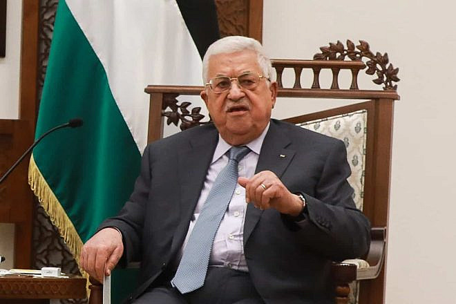 Palestinian Authority leader Mahmoud Abbas at a meeting with U.S. Secretary of State Antony Blinken in Ramallah, May 25, 2021. Credit: Flash90.