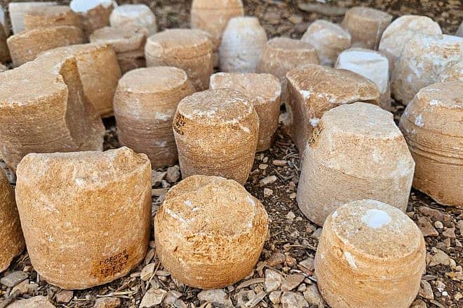 Remnants of an ancient workshop for stone utensils that were discovered during roadworks outside Jerusalem, Sept. 18, 2023. Photo by the Civil Administration Archaeology Unit.