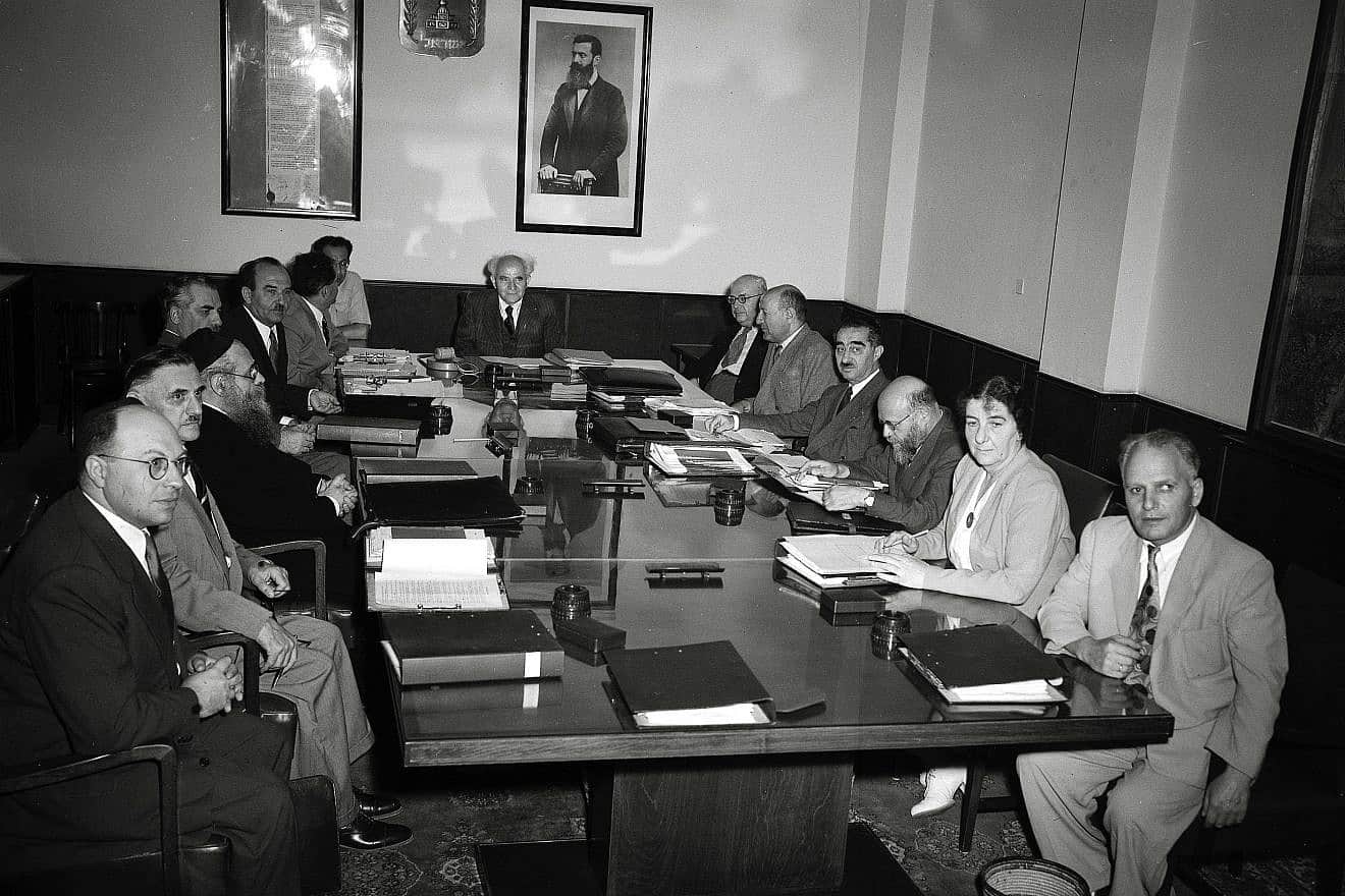 Golda Meir at the first session of the third government  in 1951. Credit: National Photo Collection of Israel, Photography Department/Government Press Office via Wikimedia Commons.