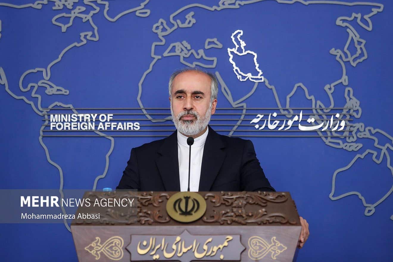 Iran Foreign Ministry spokesman Nasser Kanaani in Tehran on July 13, 2022. Photo by Mohammadreza Abbasi/Mehr via Wikimedia Commons.