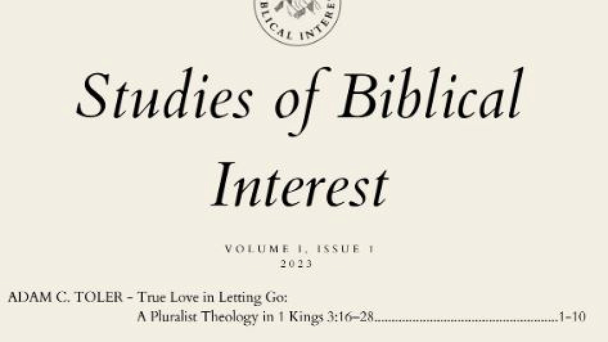 Studies of Biblical Interest was launched in 2023. Courtesy.