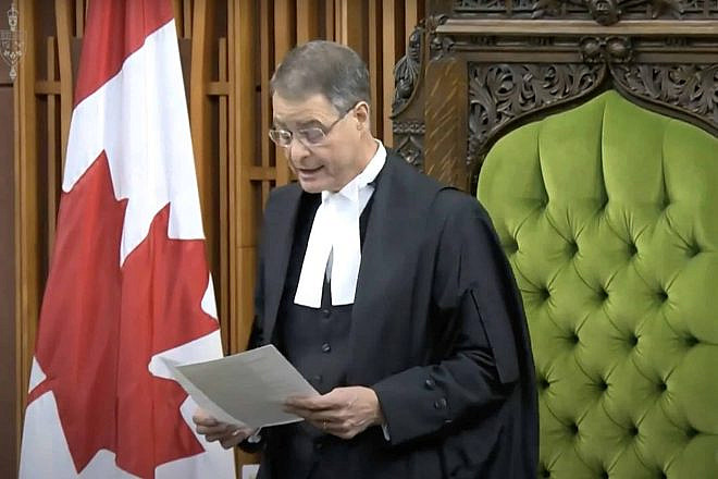Anthony Rota resigns as speaker of Canada’s House of Commons on Sept. 26, 2023. Source: YouTube/CP24.