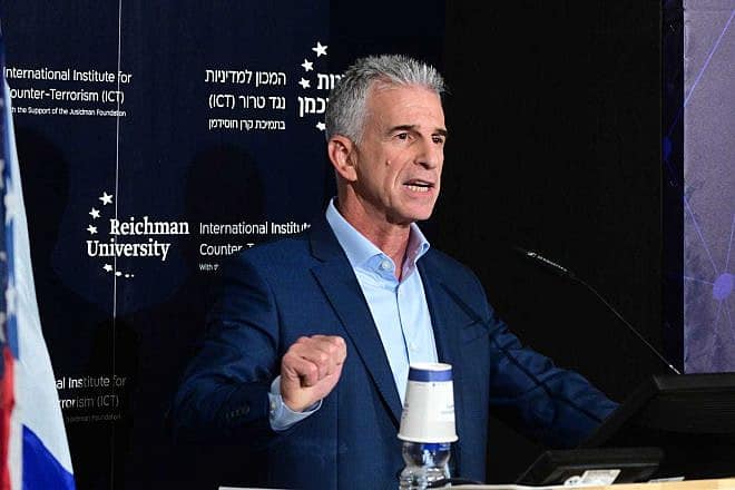 Mossad Director David Barnea speaks at the International Institute for Counter-Terrorism's World Summit on Counter-Terrorism at Herzliya's Reichman University, Sept. 10, 2023. Photo by Yossi Zeliger/TPS.