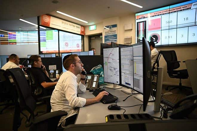 The United Hatzalah situation room in Jerusalem on Sept. 18, 2023. Photo by Yoav Dudkevitch/TPS.