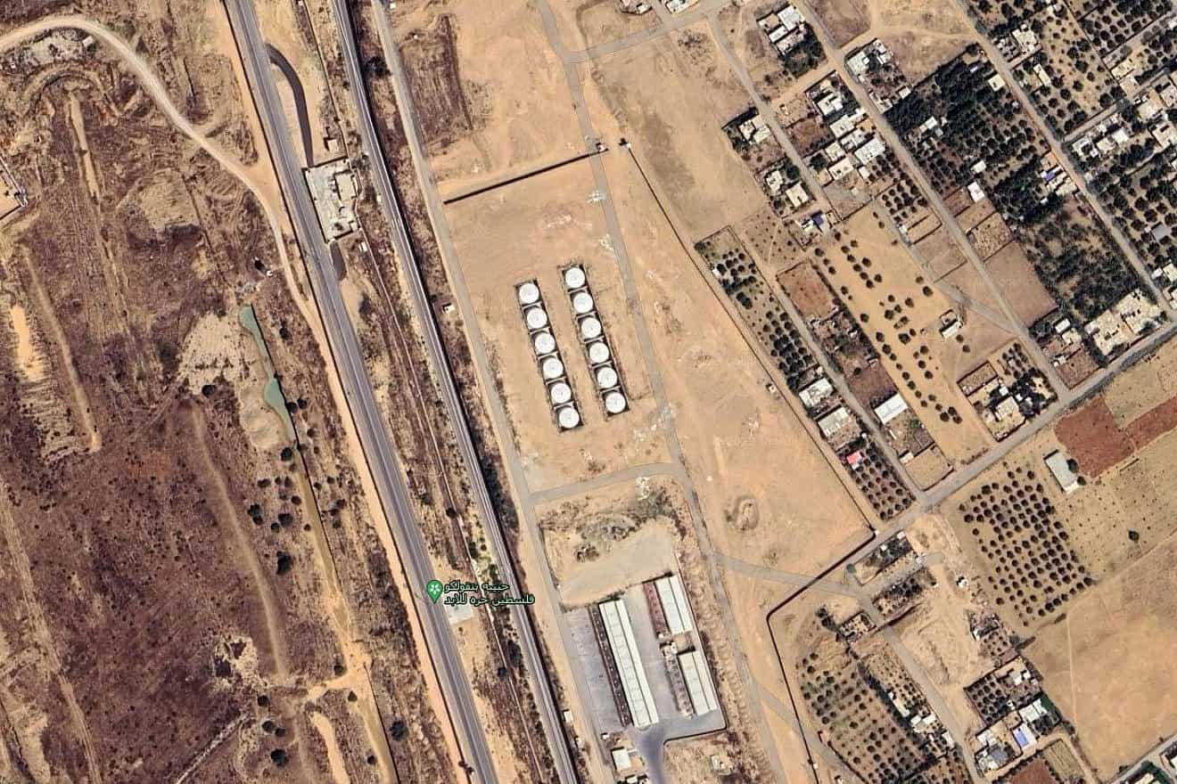 An aerial view of fuel tanks in the Gaza Strip on Oct. 24, 2023. Credit: IDF/X.