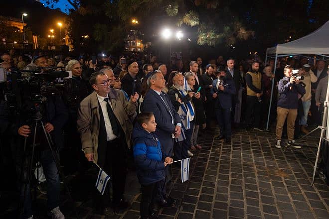 More than 1,000 people gathered in Jerusalem Park in the Hungarian capital of Budapest to show solidarity for Israel, Oct. 10, 2023. Photo by Zsolt Demecs.