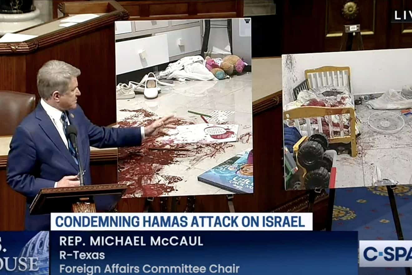Rep. Michael McCaul (R-Texas) speaks ahead of a vote on H.Res. 771, "Standing with Israel as it defends itself against the barbaric war launched by Hamas and other terrorists," Oct. 25, 2023. Source: C-SPAN.