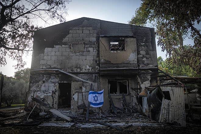 The destruction left in the wake of Oct. 7, when Hamas terrorists infiltrated the Gaza border in southern Israel, and wreaked havoc on the residents of Kibbutz Be'eri, Oct. 22, 2023. Photo by Chaim Goldberg/Flash90.