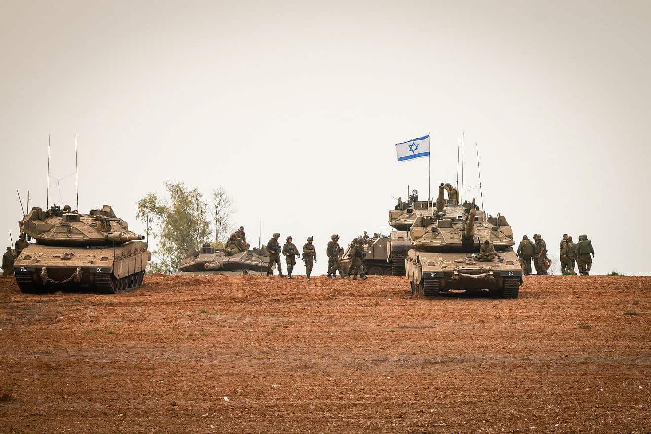 IDF soldiers near the Israeli-Gaza border in southern Israel, Oct. 9, 2023. Photo by Chaim Goldberg/Flash90.