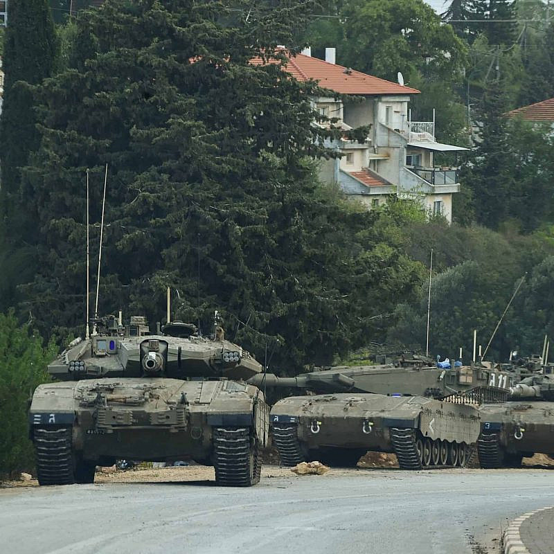 Israeli tanks in Metula, near the border with Lebanon, Oct. 11, 2023. Photo by Tomer Neuberg/Flash90.