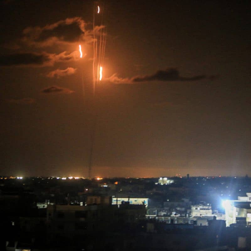 Gazans fire rockets at Israel, Oct. 16, 2023. Photo by Abed Rahim Khatib/Flash90.