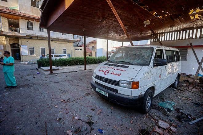 The damage caused by an explosion near the Al-Ahli Arab Hospital in Gaza City, Oct. 18, 2023. Photo by Atia Mohammed/Flash90.