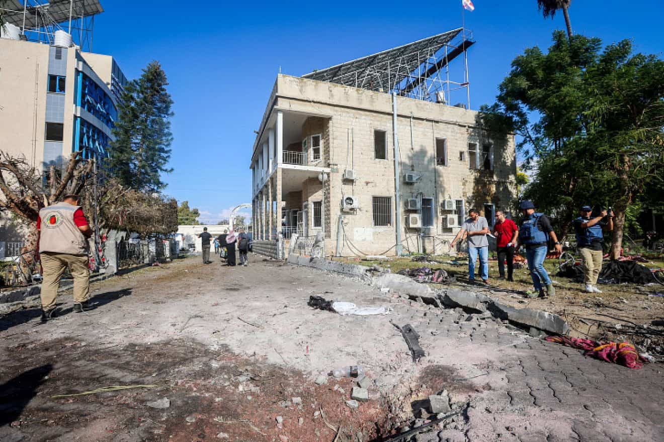 The damage caused from an explosion at Al-Ahli Arab Hospital in Gaza City, Oct. 18, 2023. Photo by Atia Mohammed/Flash90.