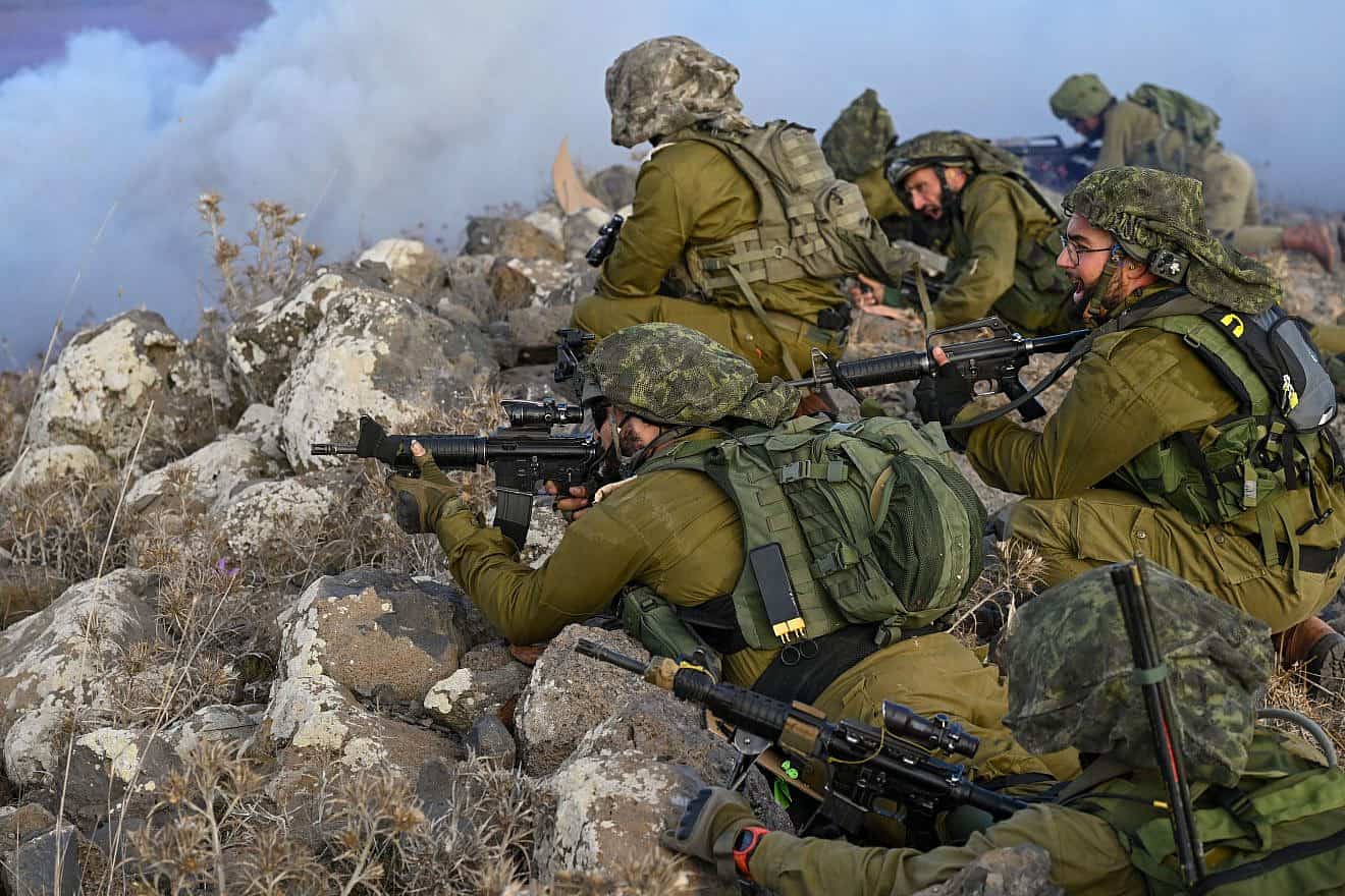 Israeli reserve soldiers train on the Golan Heights before heading to the Gaza border, Oct. 20, 2023. Photo by Michael Giladi/Flash90.