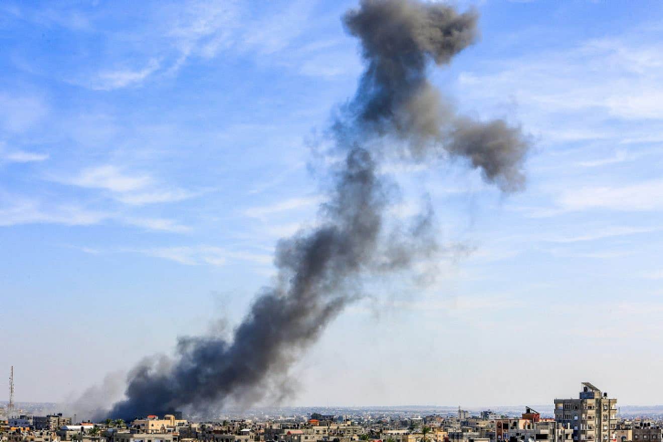 The aftermath of an Israeli airstrike on Hamas targets in the Gaza Strip, Oct. 21, 2023. Photo by Abed Rahim Khatib/Flash90.
