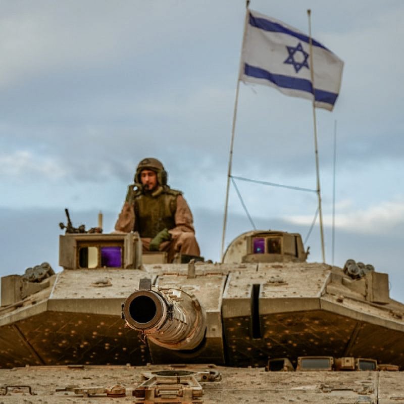 An Israeli tank at a staging area near the Lebanese border, Oct. 30, 2023. Photo by Ayal Margolin/Flash90.