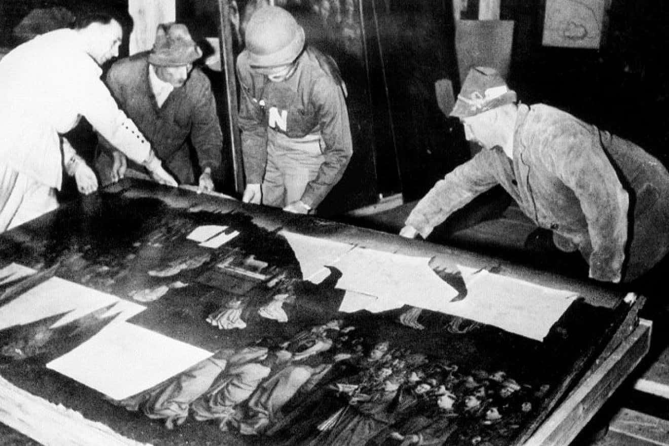 The central panel of the Ghent Altarpiece rescued from a cache of Nazi-looted art in Altaussee, Austria in July 1945. Source: U.S. National Archives and Records Administration