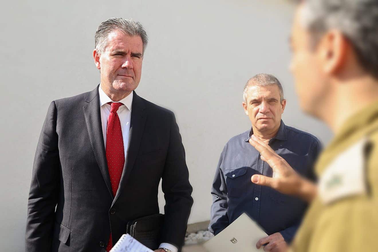 Deputy U.S. Special Presidential Envoy for Hostage Affairs Steven Gillen meets with Brig. Gen. (res.) Gal Hirsch at IDF Home Front Command headquarters in Ramla, Oct. 16, 2023. Credit: PMO.