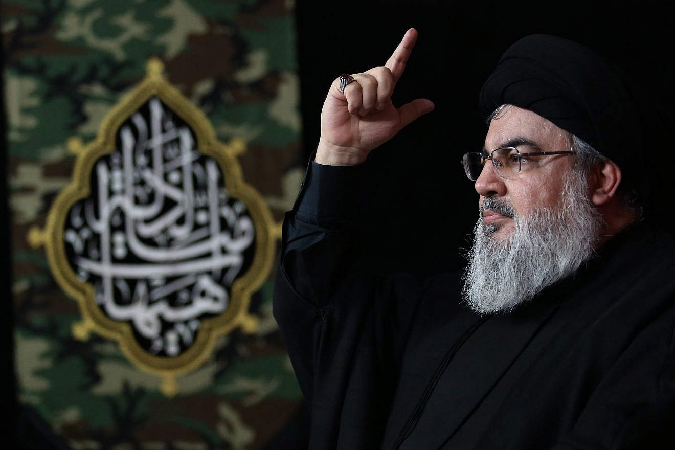 Hassan Nasrallah, leader of Hezbollah, in Beirut on May 8, 2023. Credit: Mohammad Kassir/Shutterstock.
