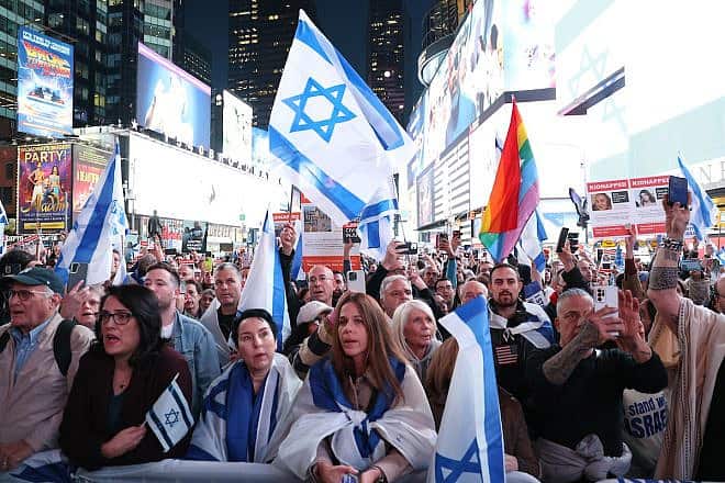 Thousands attend a "Bring Them Home" rally hosted by Israeli-American Council in Times Square, in the heart of New York City, in support of as many as 200 Israeli hostages being held captive by Hamas in the Gaza Strip, Oct. 19, 2023. Credit: IAC.