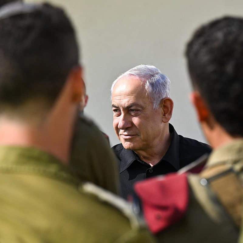 Israeli Prime Minister Benjamin Netanyahu visited the IDF General Staff Reconnaissance Unit base in southern Israel on Oct. 17, 2023. Credit: Kobi Gideon/GPO.