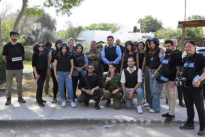 Social-media influencers tour Israeli communities that were brutally attacked on Oct. 7 by Hamas terrorists, Oct. 26, 2023. Credit: Courtesy.