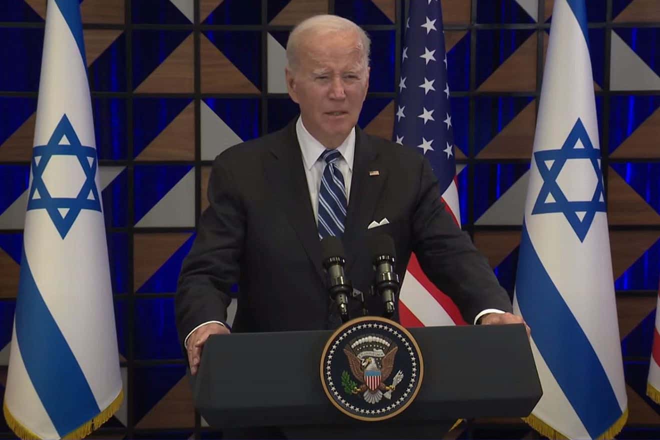 U.S. President Joe Biden delivers departing remarks during a visit to Israel, Oct. 18, 2023. Source: YouTube.