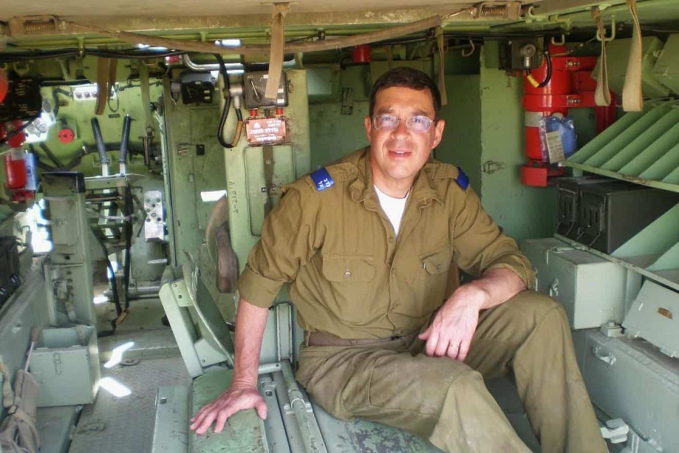 Mark Werner in an Israel Defense Forces armored personnel carrier while serving as a volunteer on  a military base. Credit: Courtesy.
