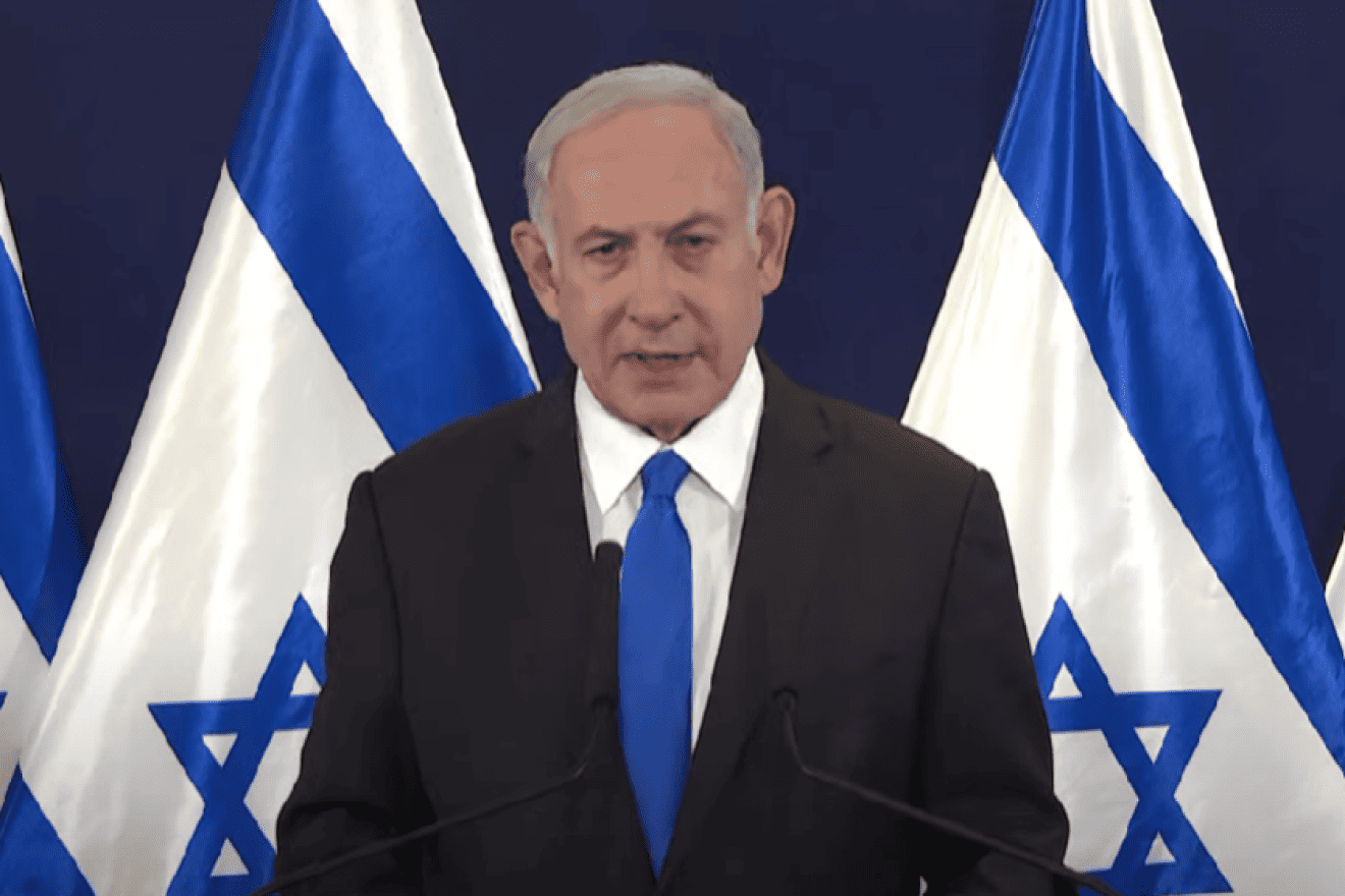 Israeli Prime Minister Benjamin Netanyahu addresses the nation on Oct. 9, 2023. Source: YouTube.