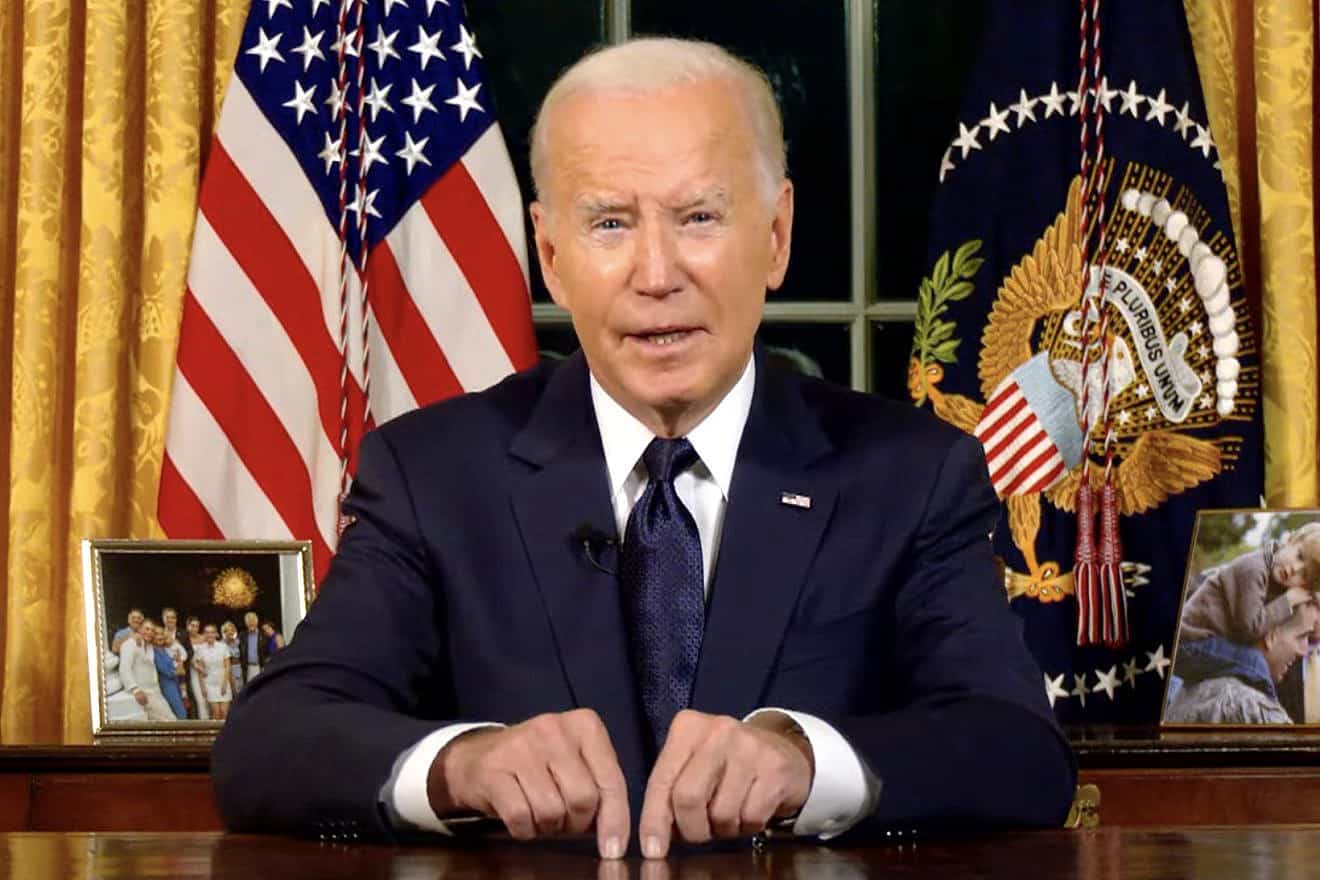 U.S. President Joe Biden addresses the nation regarding the wars in Ukraine and in Israel from the Oval Office on Oct. 19, 2023. Source: YouTube/White House.